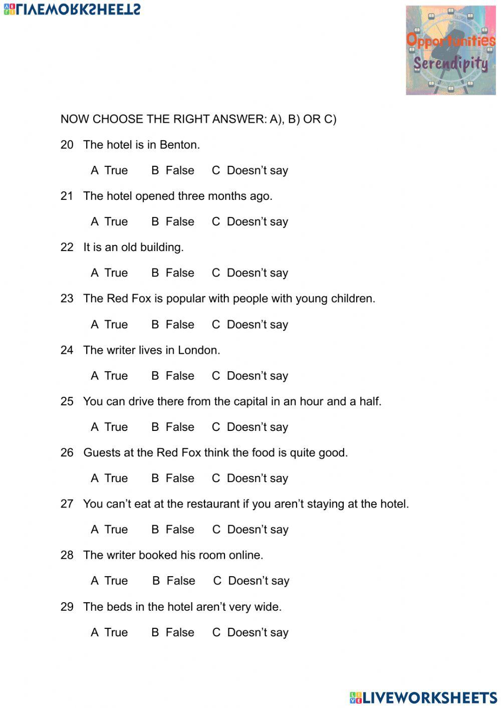 2nd adults final exam reading and writing