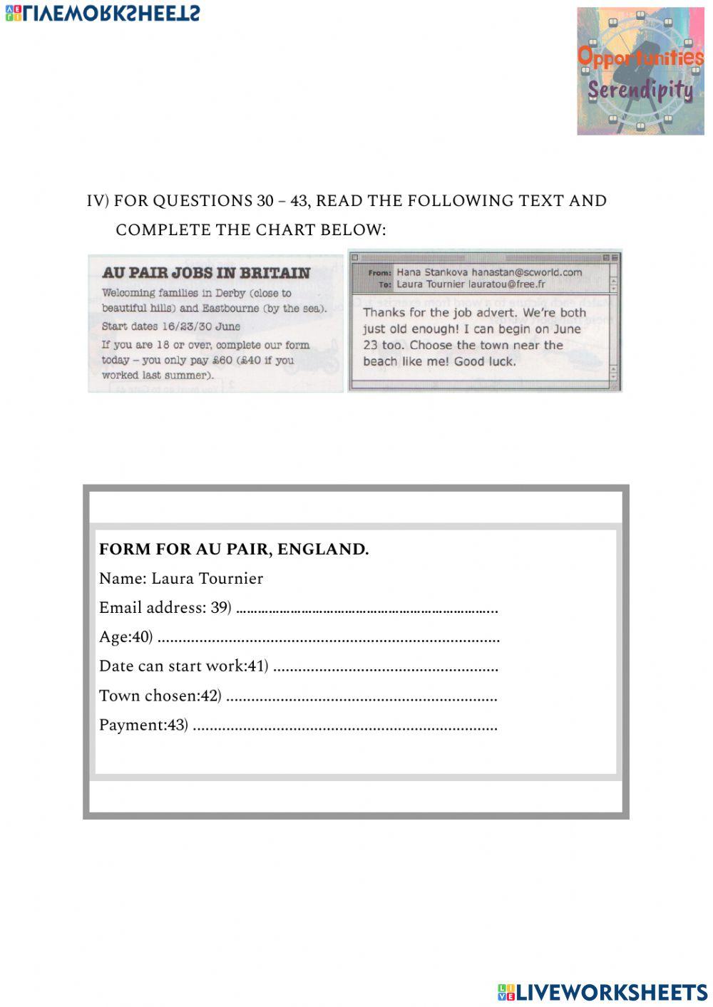 2nd adults final exam reading and writing