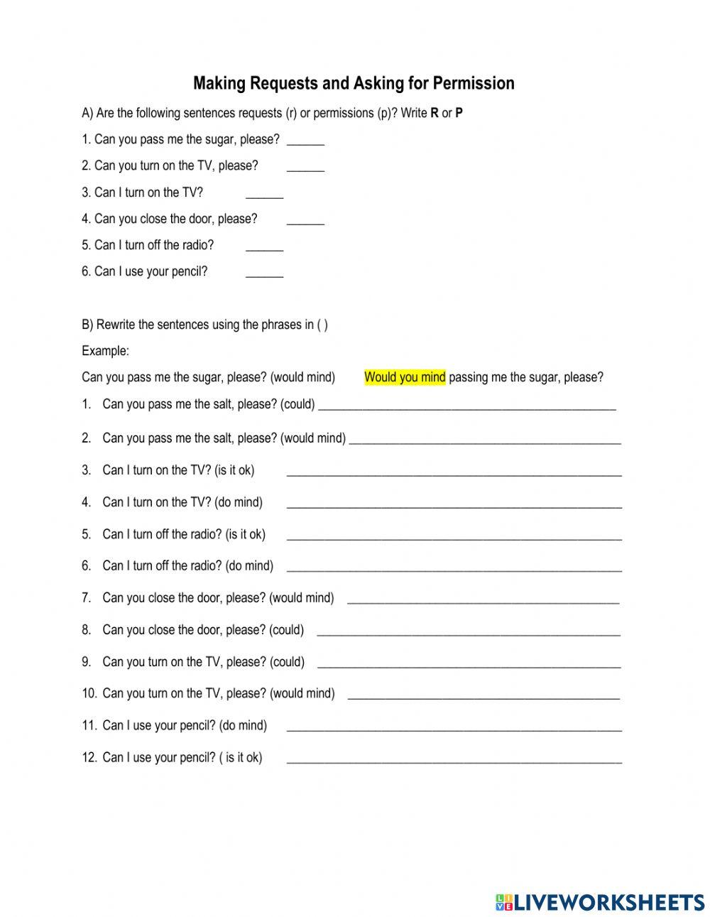 practice asking for permission and making requests