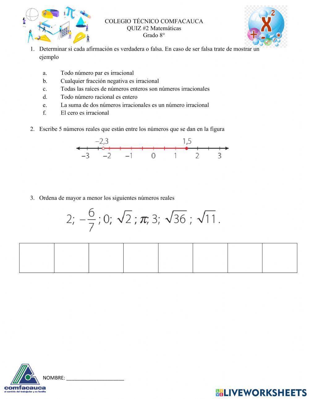 Quiz -2 MAT 8