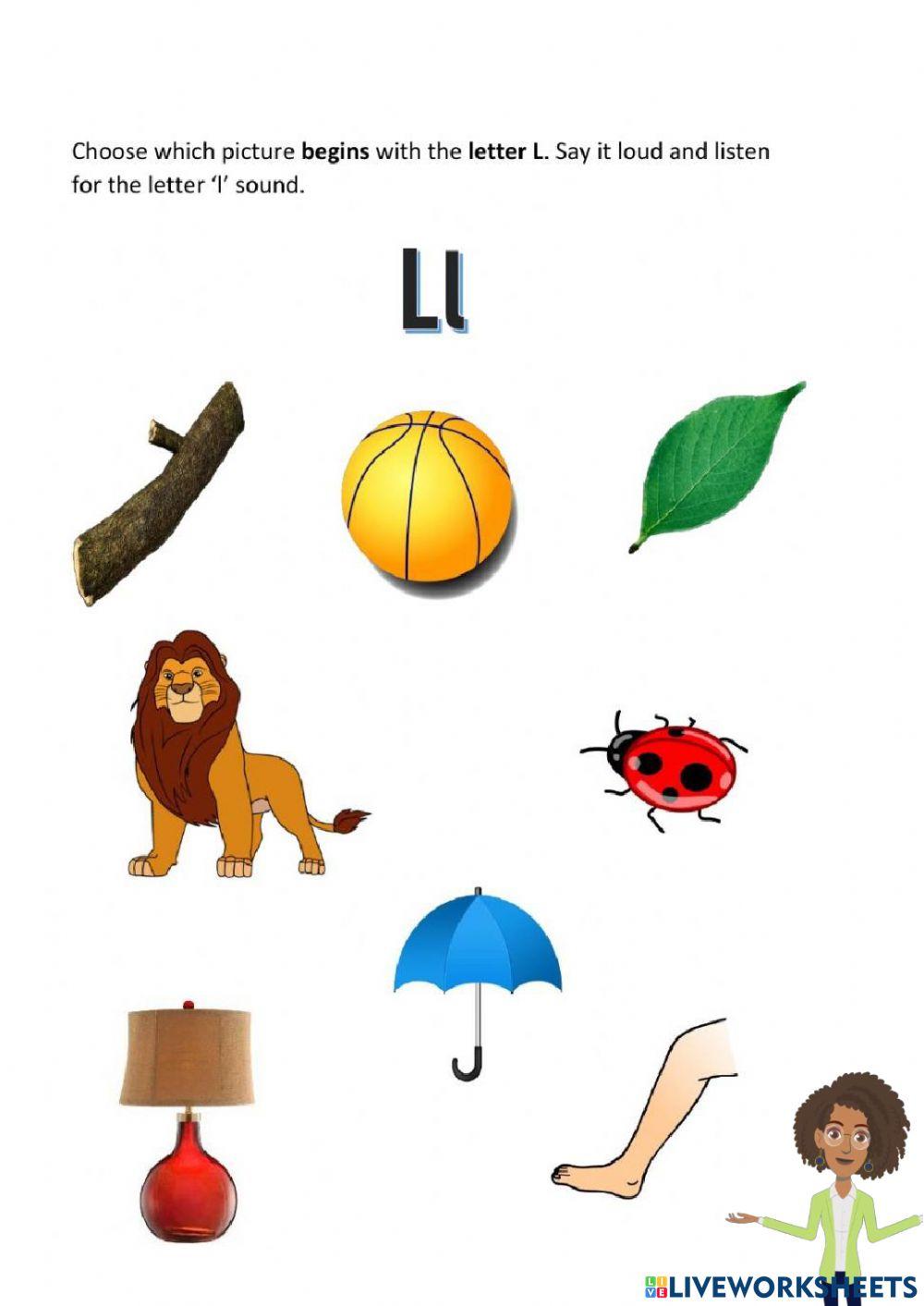 Letter ll online worksheet for pre k live worksheets