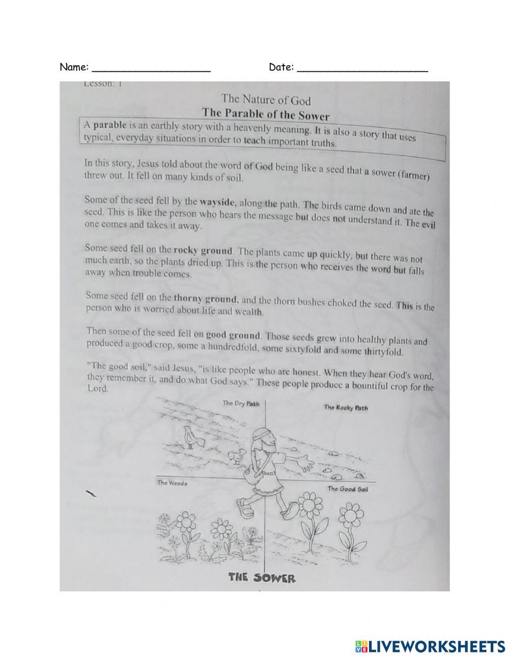 The Nature of God The Parable of the Sower