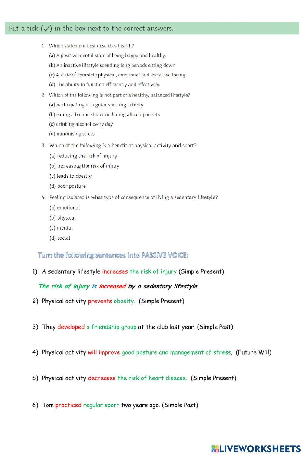 Health Fitness and Wellbeing