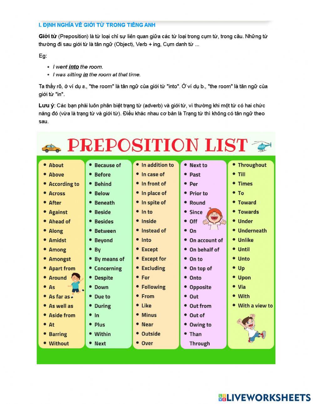 Grammar: Prepositions