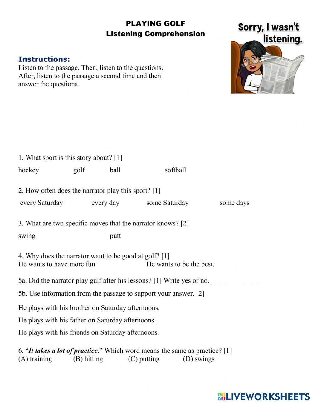 Playing golf listening compression