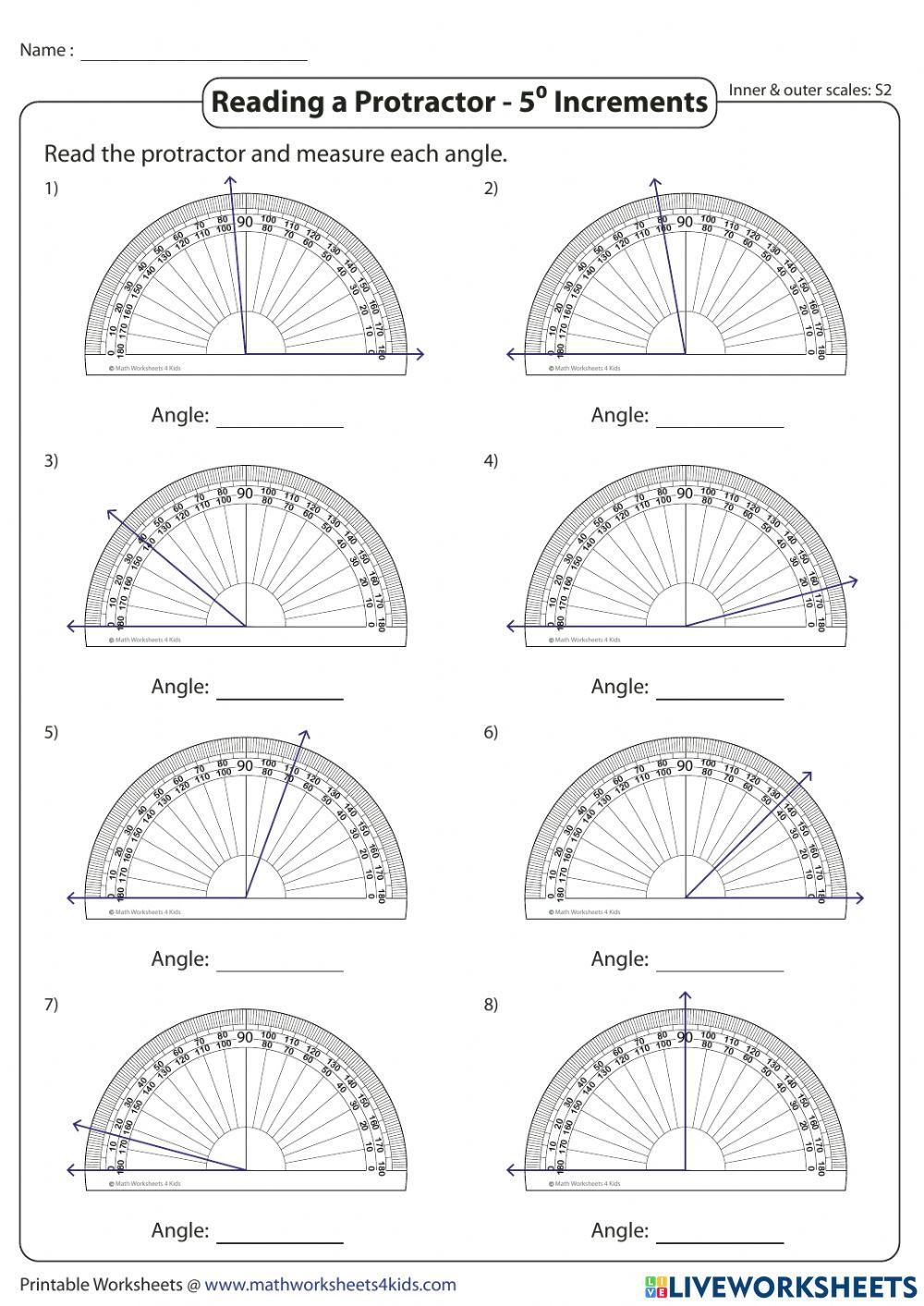 Primary 4 measuring angles worksheet online exercise for Live Worksheets