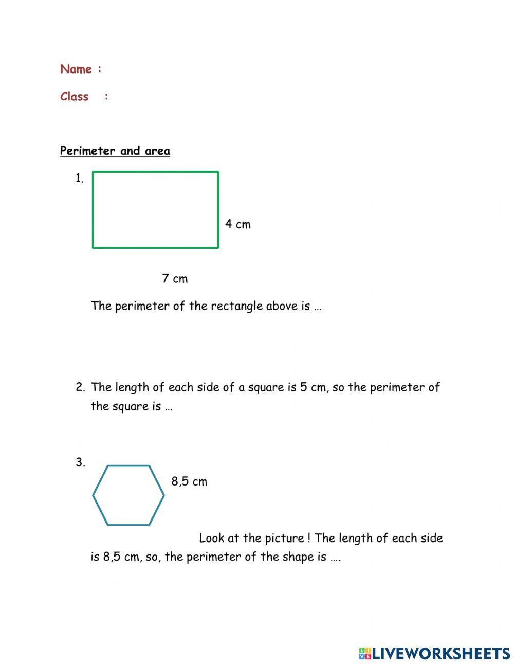 Perimeter and Area-Exercise