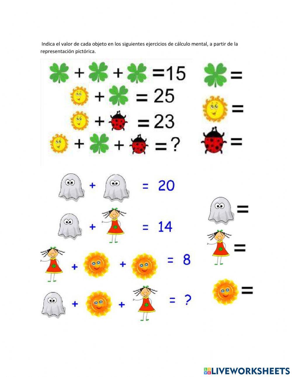 Cálculo mental representación pictorica