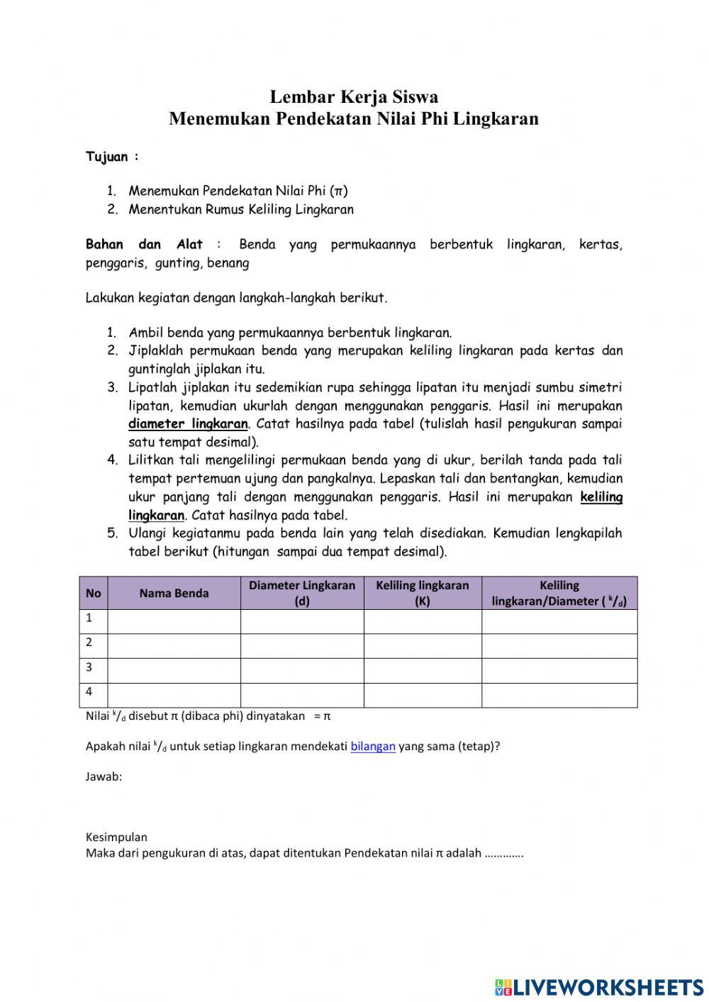 LK Mencari Nilai Pi LK Mencari Nilai Pi