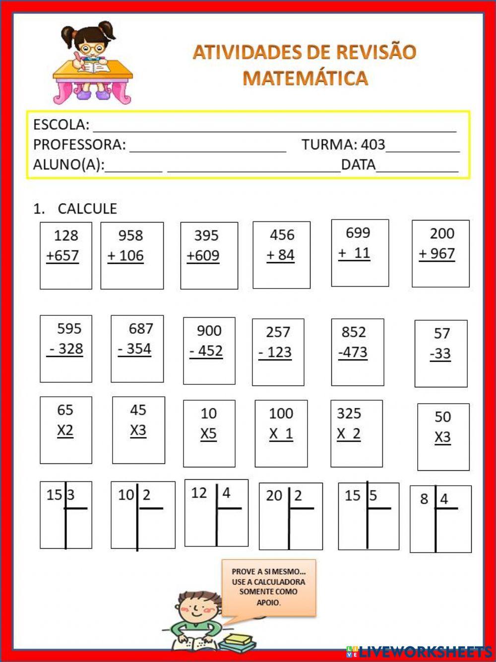 Revisão de matemática