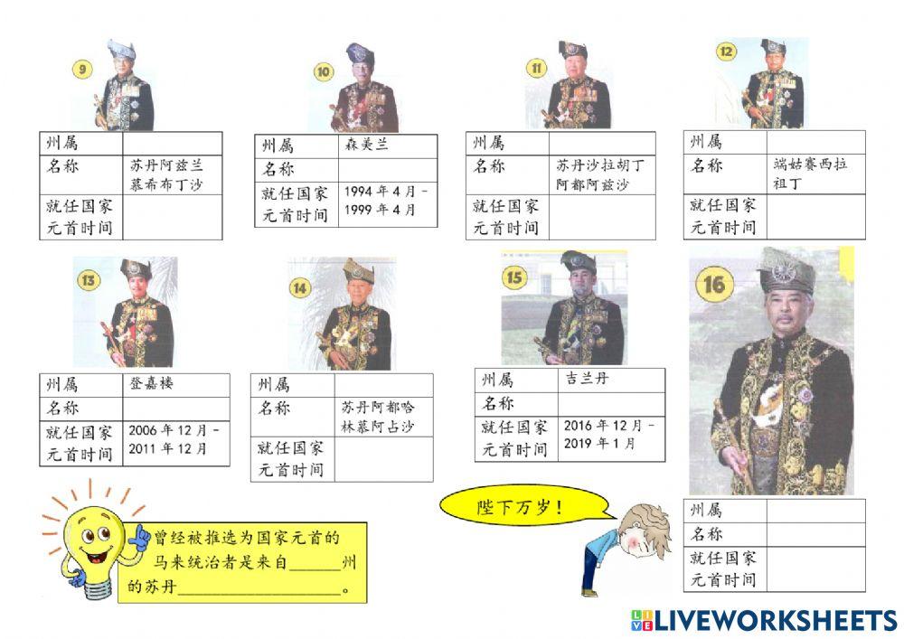 五年级历史 （国家元首）