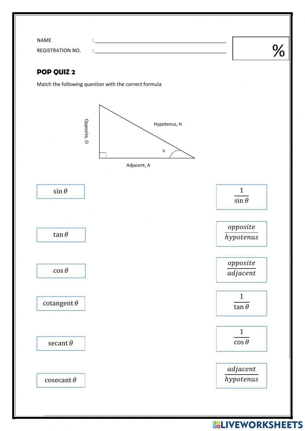 BASIC TRIGONOMETRY online exercise for | Live Worksheets