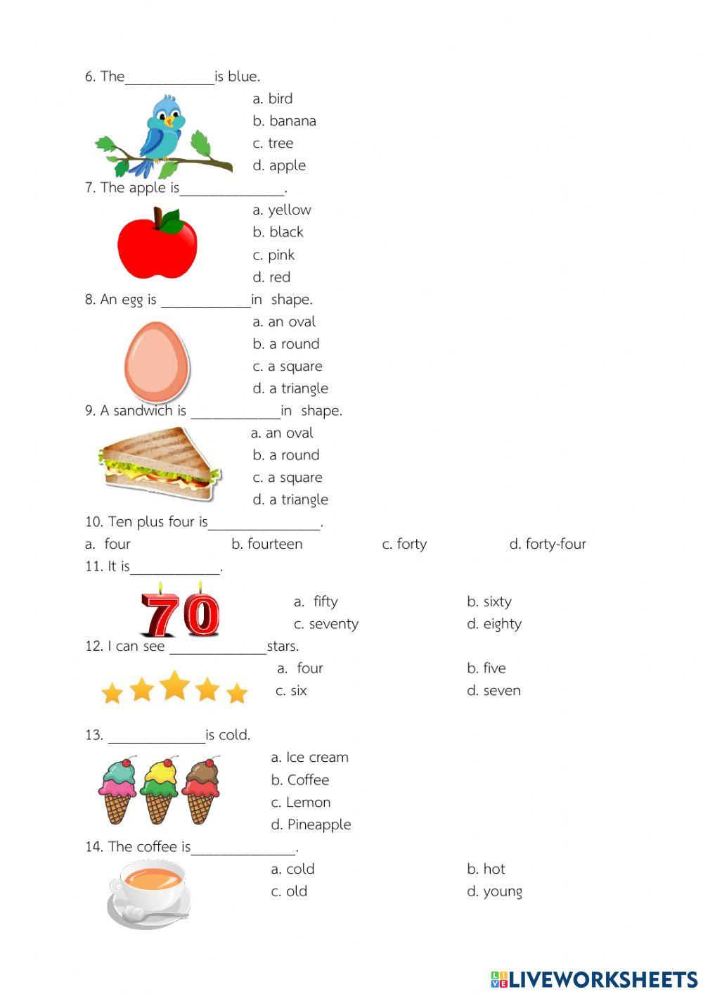 ข้อสอบกลางภาค วิชาภาษาอังกฤษ ป.4