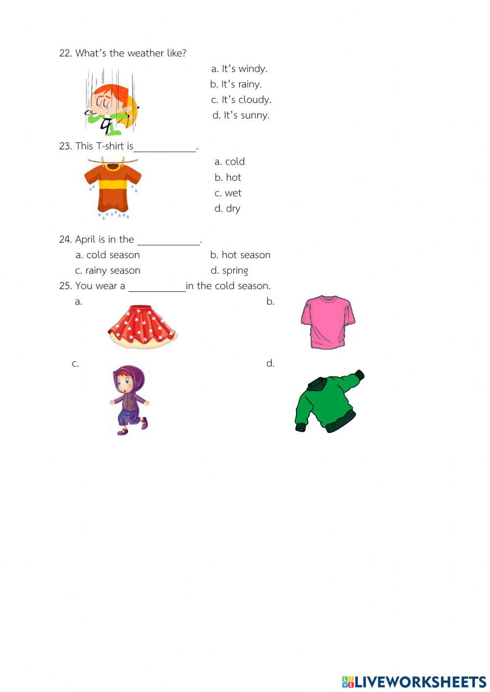 ข้อสอบกลางภาค วิชาภาษาอังกฤษ ป.4