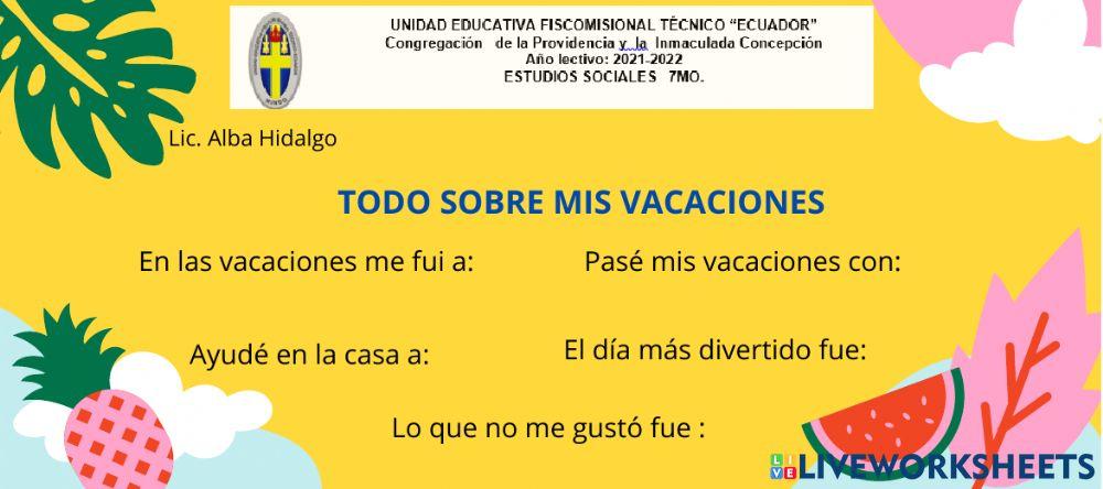 Mis vacaciones online activity | Live Worksheets