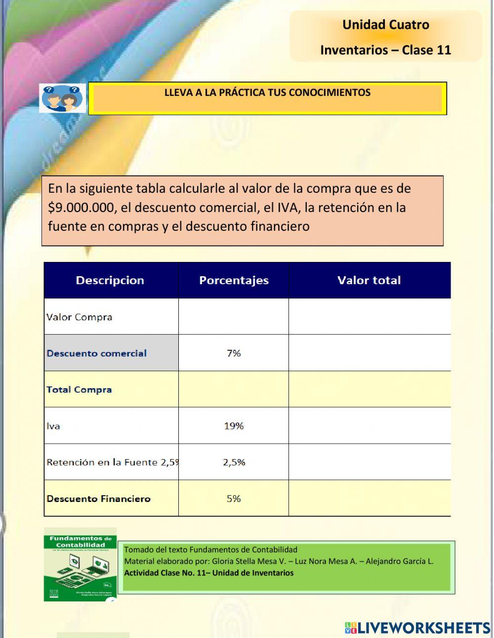 Clase 11 - Calculo de descuentos - IVA y Ret. Fuente