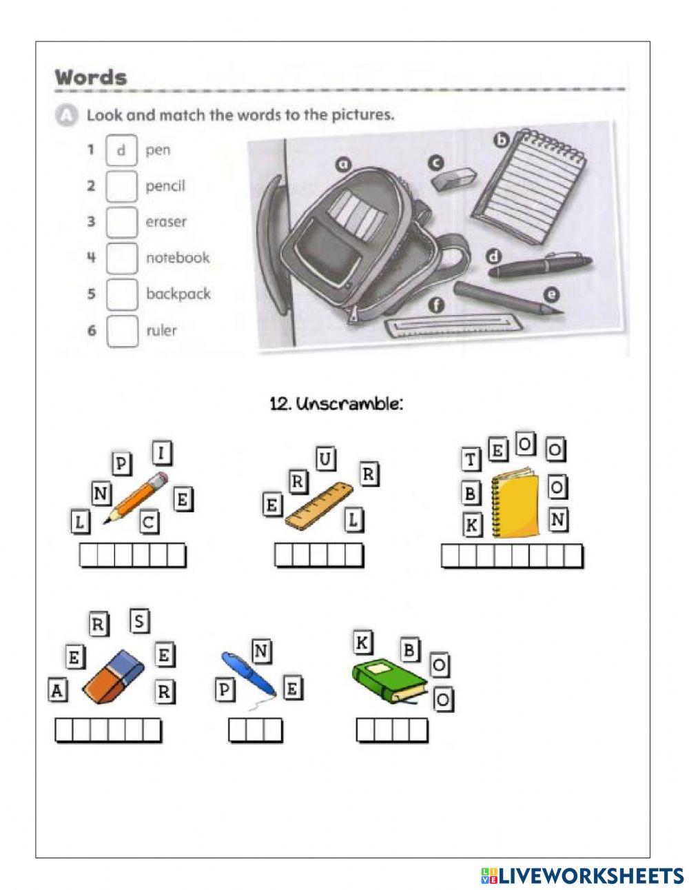 Math and school supplies