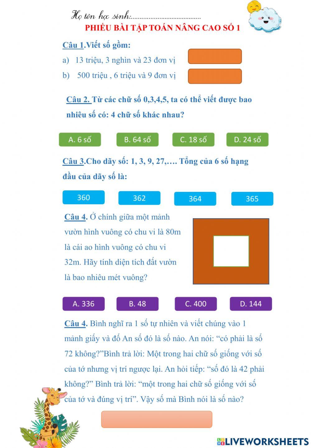 Bài kiểm tra nâng cao tuần 5