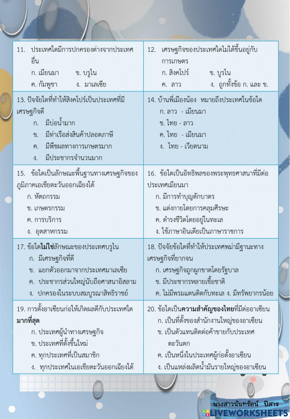 ข้อสอบประวัติศาสตร์