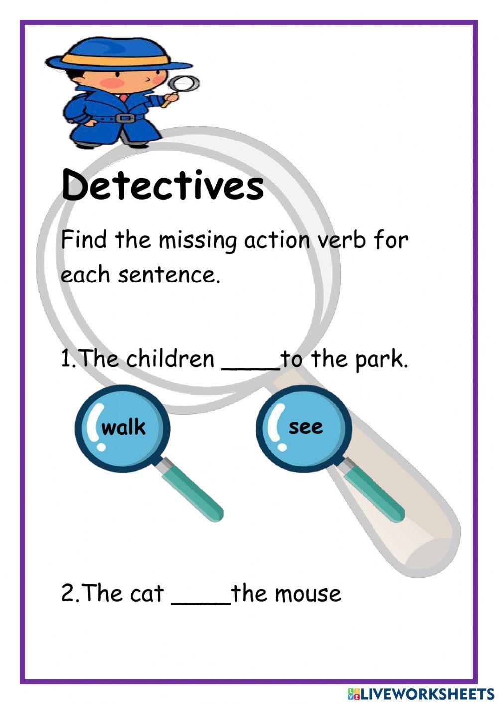 action verbs online exercise for Live Worksheets