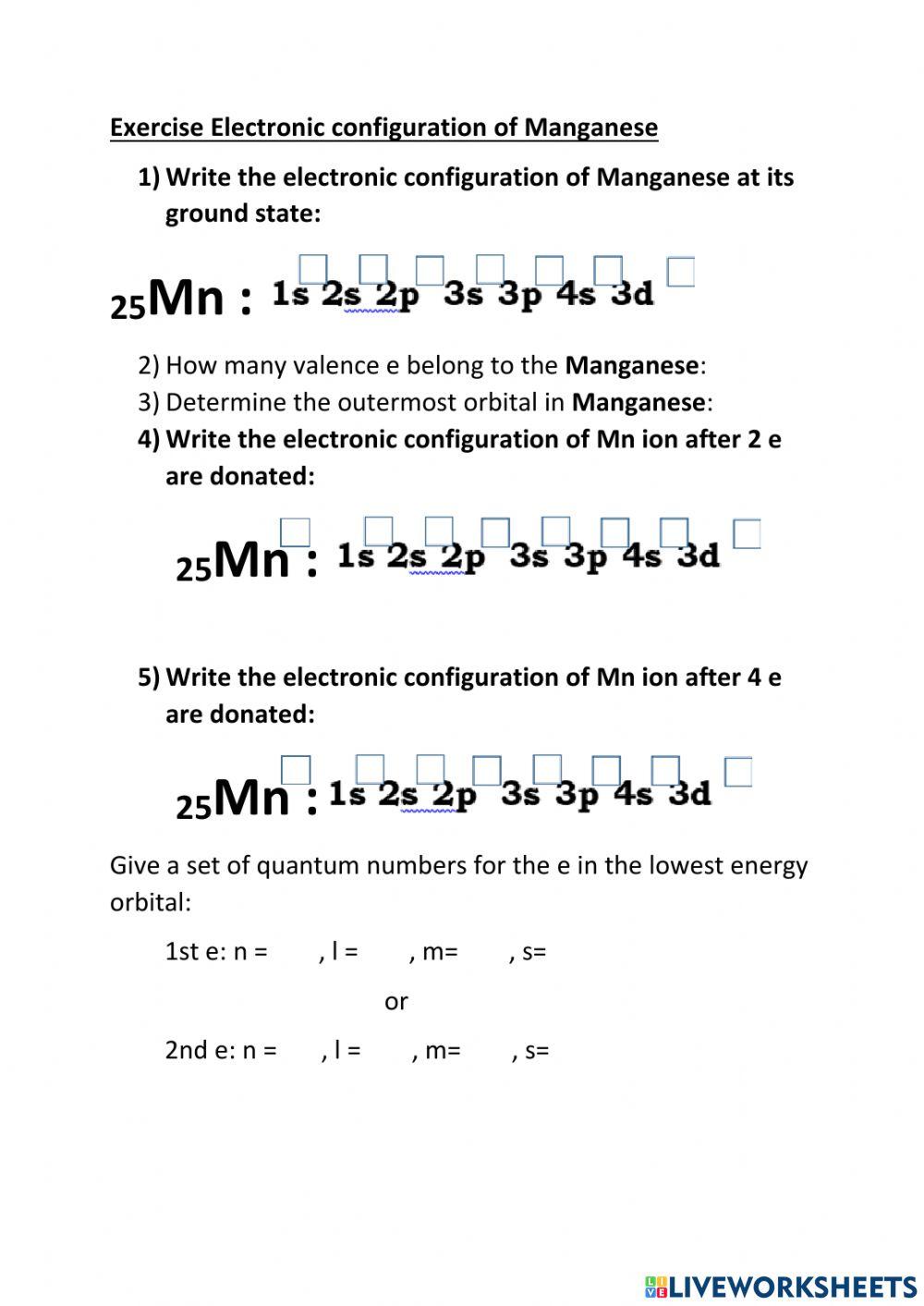 Electronic Configuration of Mn