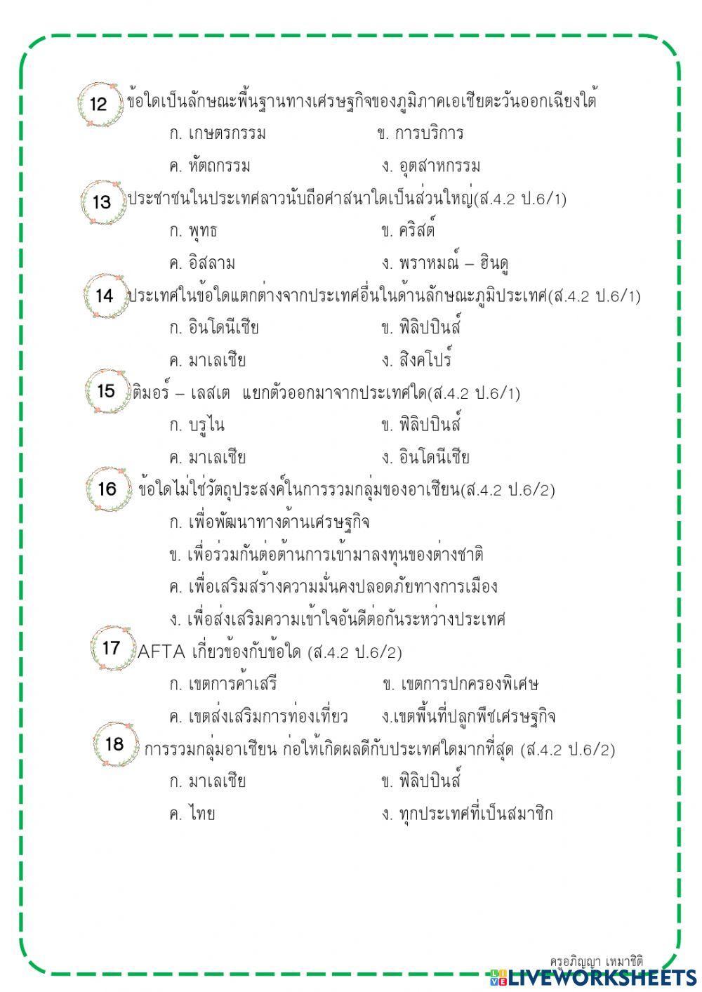 ประวัติศาสตร์ ป.6
