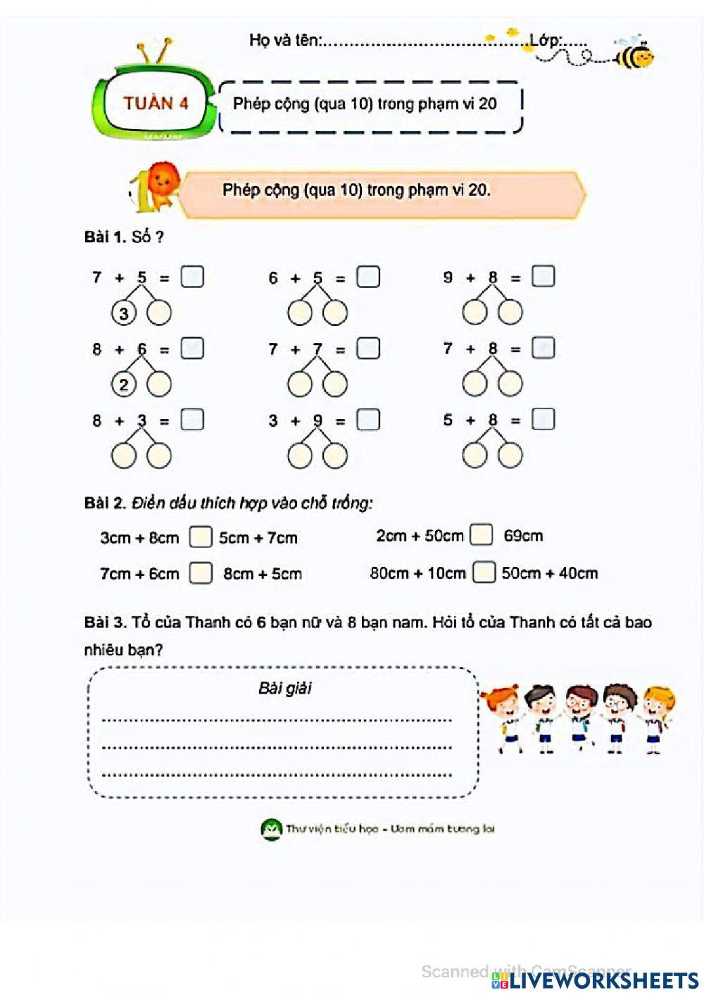 Ôn tập phép cộng có nhớ