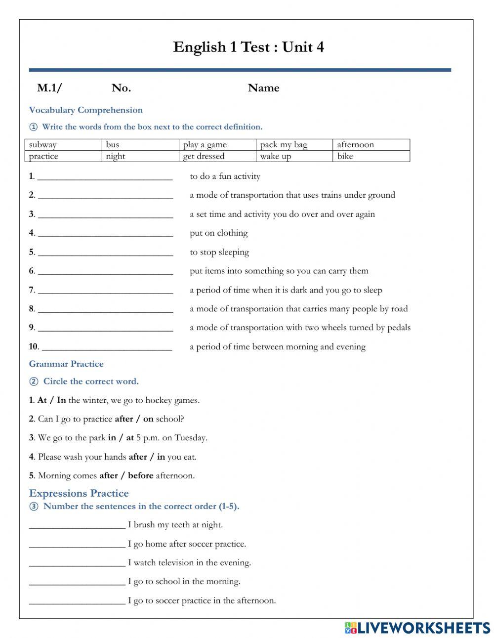 English Test Unit 3-4