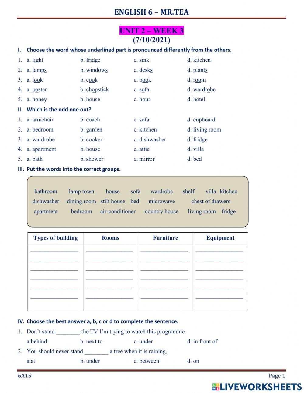 Exercise - Unit 2 - Grade 6