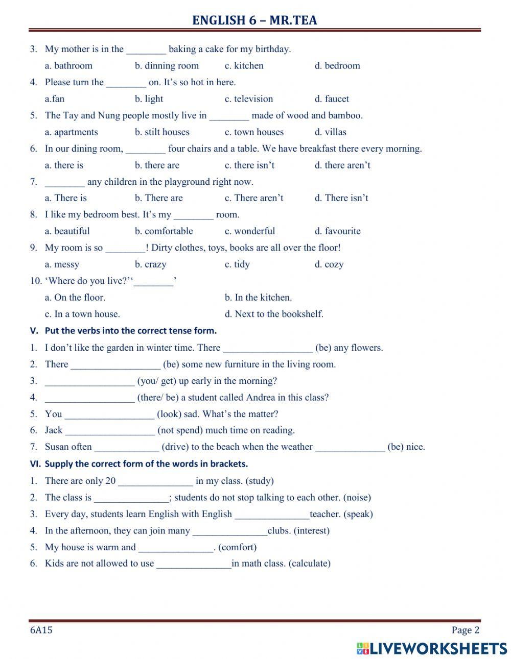 Exercise - Unit 2 - Grade 6