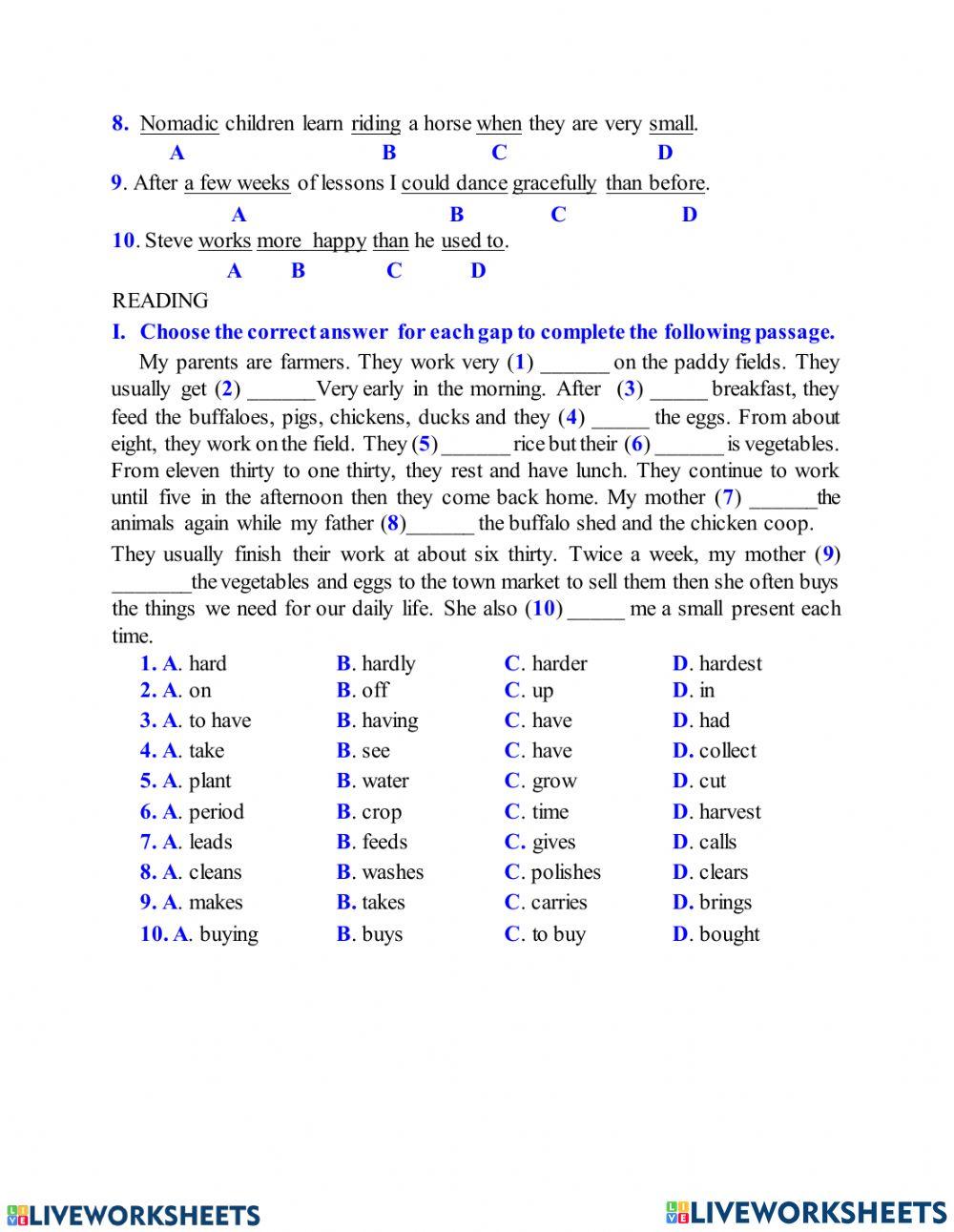 Unit 2: life in the countryside