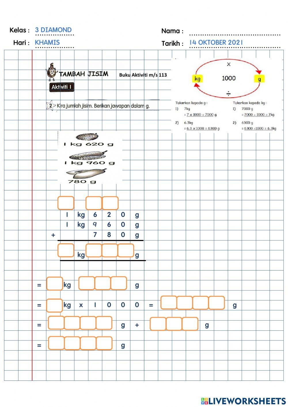 Tambah Jisim Tahun 3