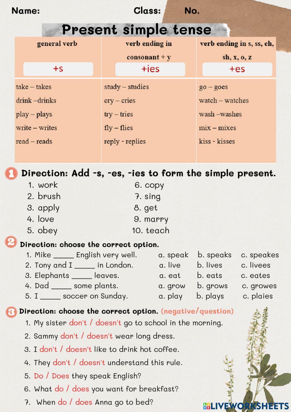 Present simple tense