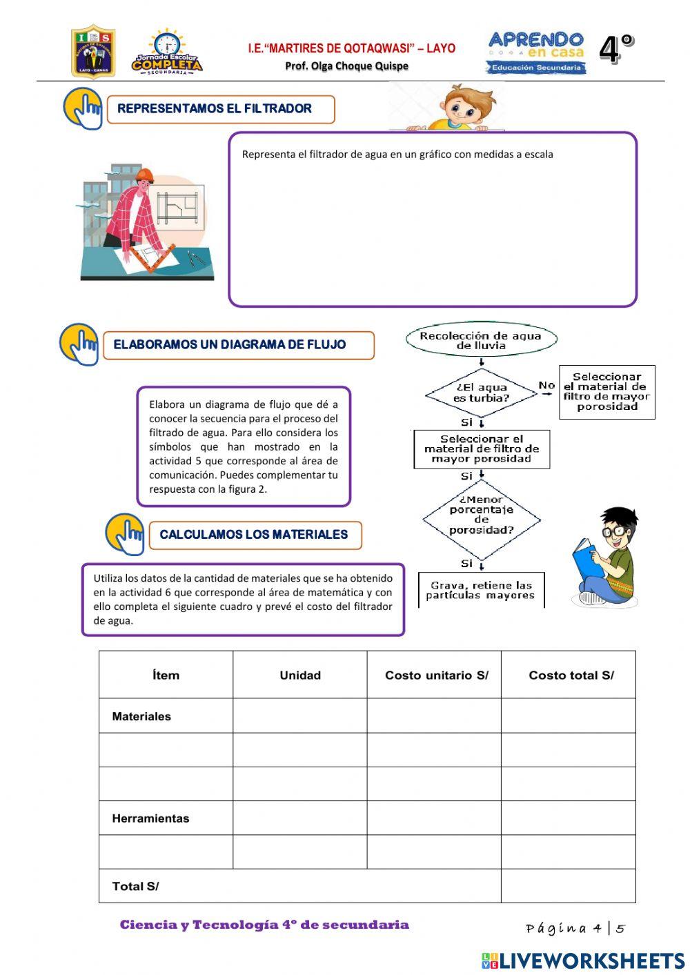 ACTIVIDAD 07: Diseñamos y elaboramos soluciones tecnológicas para el filtrado del agua