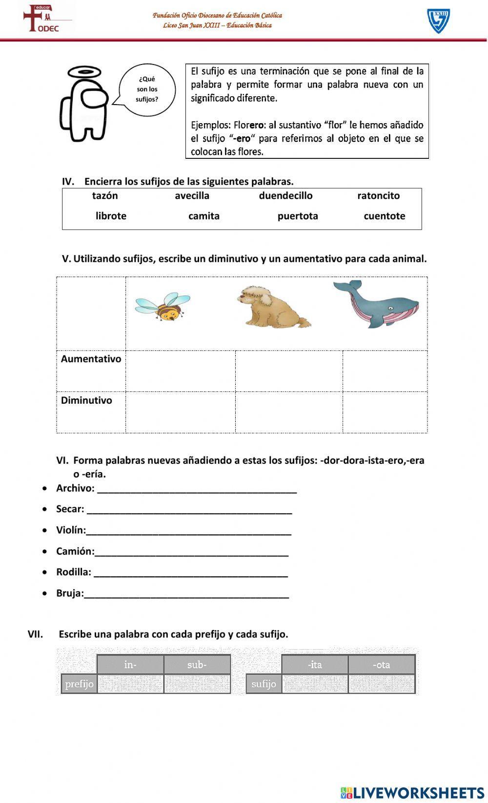 Uso de prefijos y sufijos