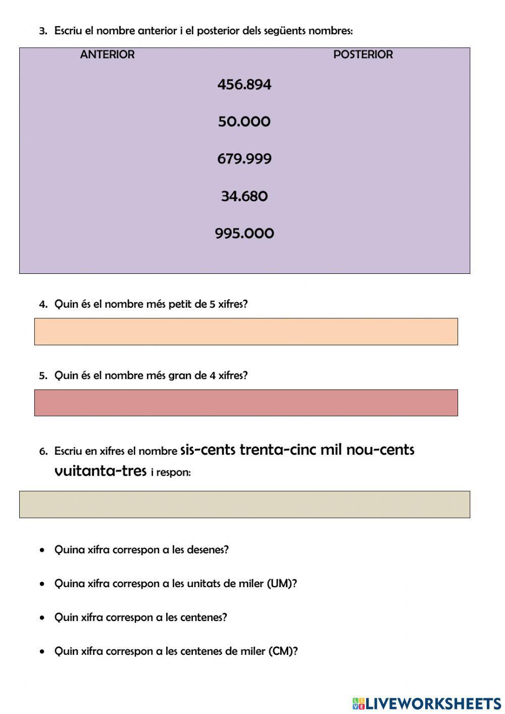 Nombres de fins a 6 xifres