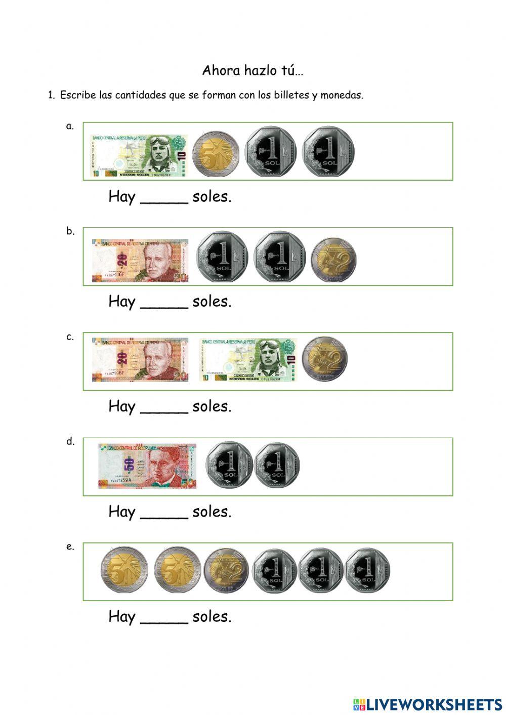 Uso de billetes y monedas