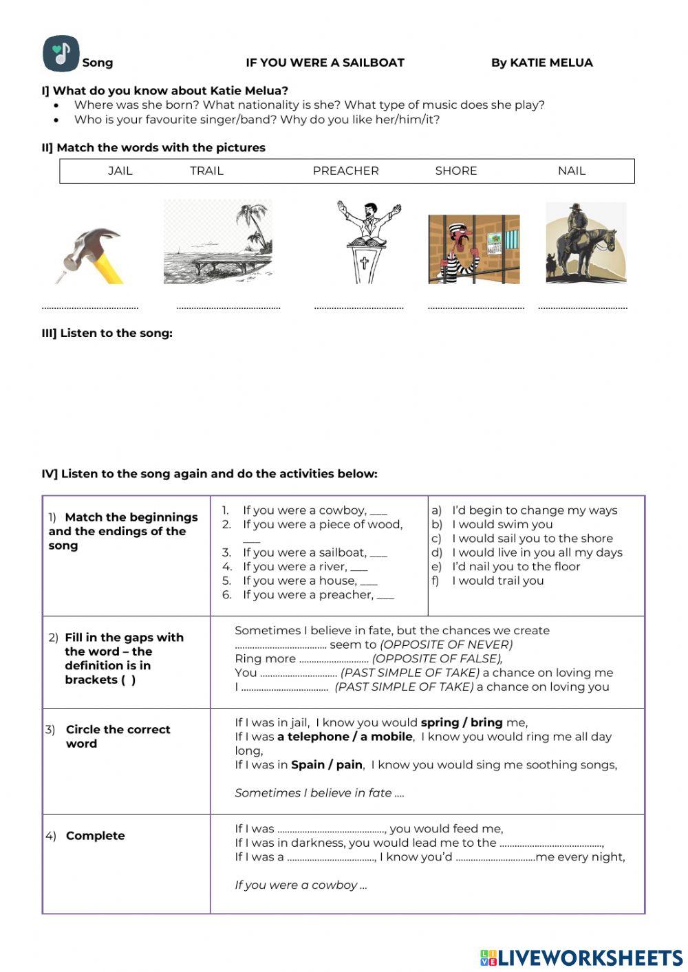 Song - If you were a sailboat (Katie Melua)