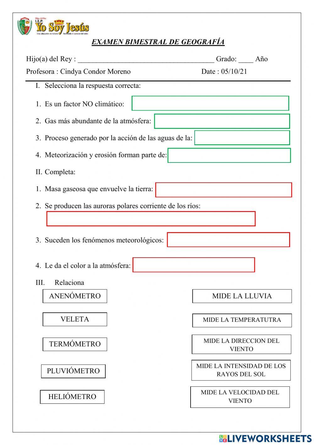 Evaluación de geoigrafía