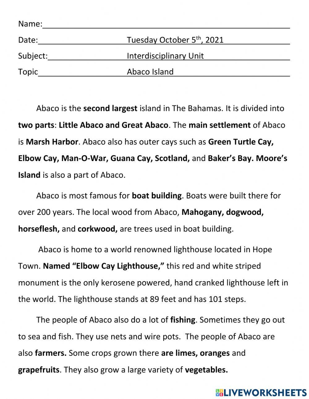 Abaco Island Notes