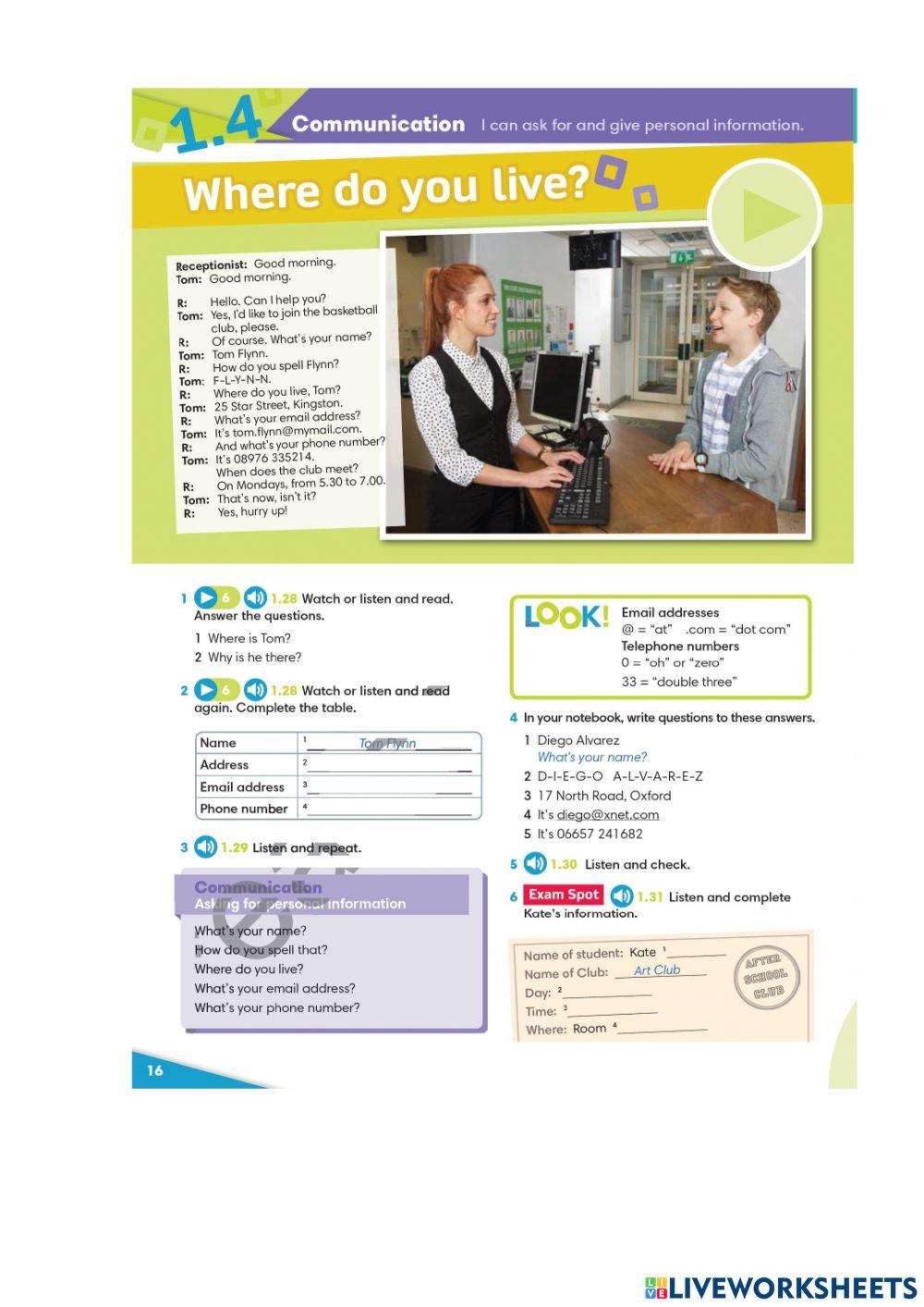 GG2 Where do you live, My school