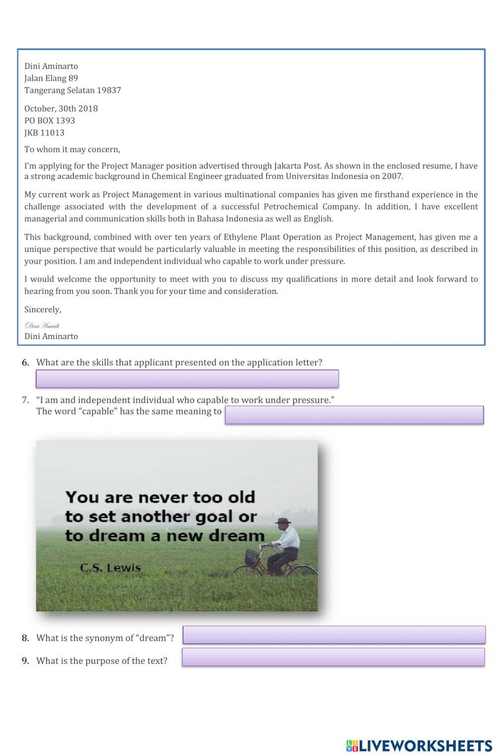 Conditional Sentences, Job Application Letters, Caption