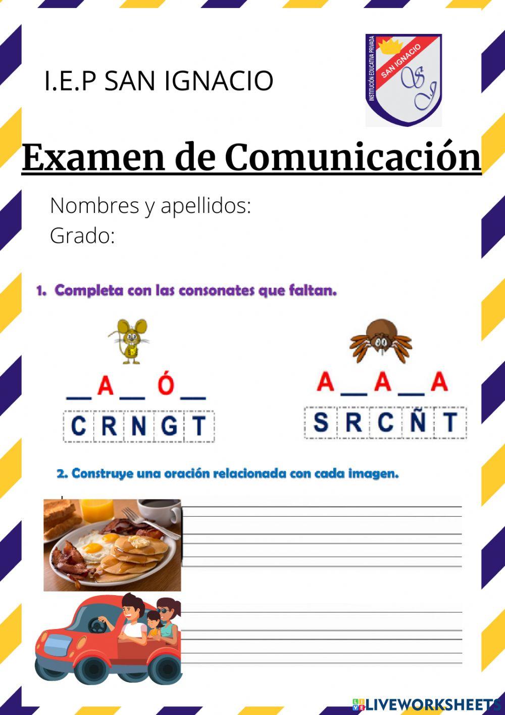 Examen mensual de Comunicación