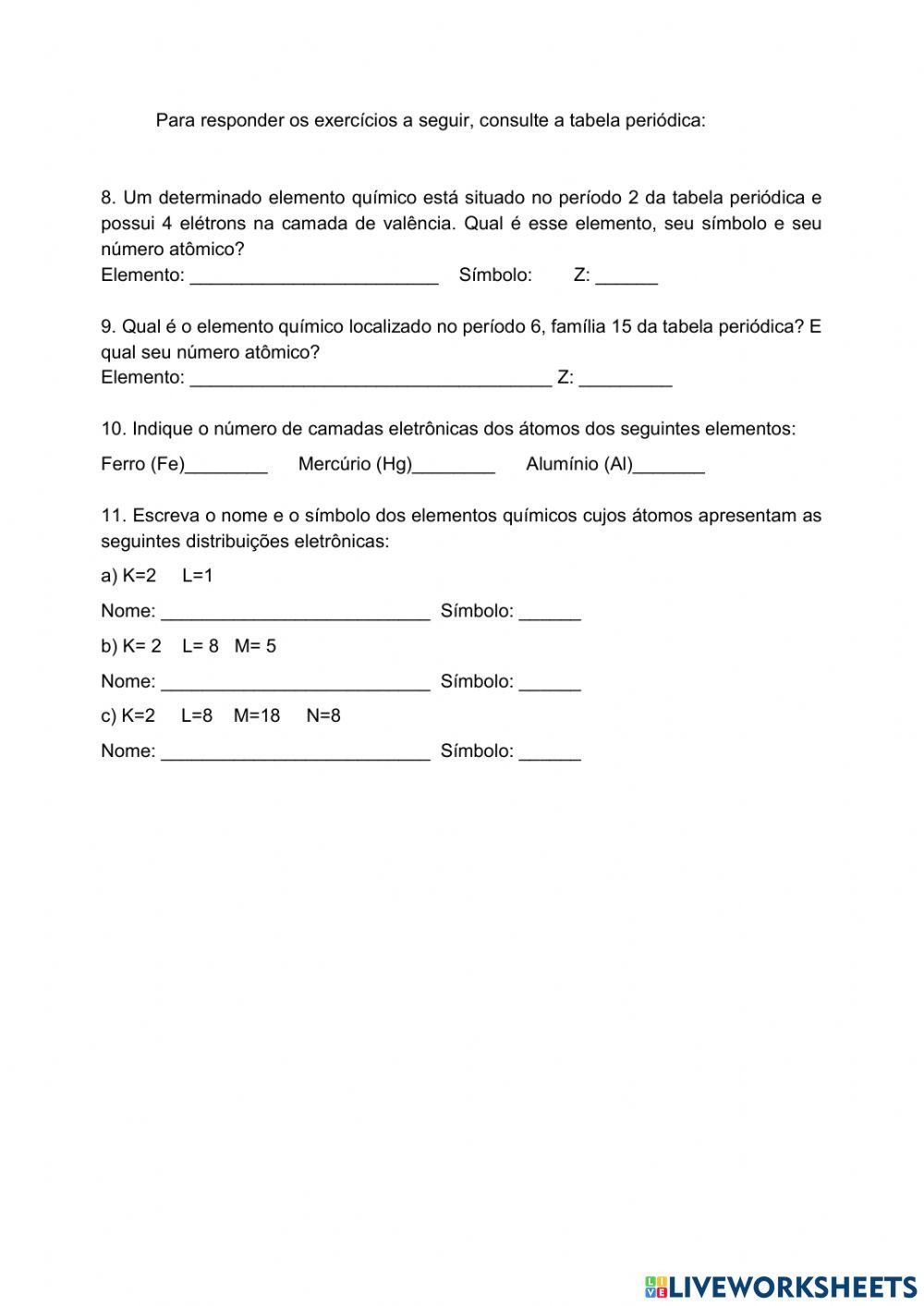 Elementos e tabela periódica