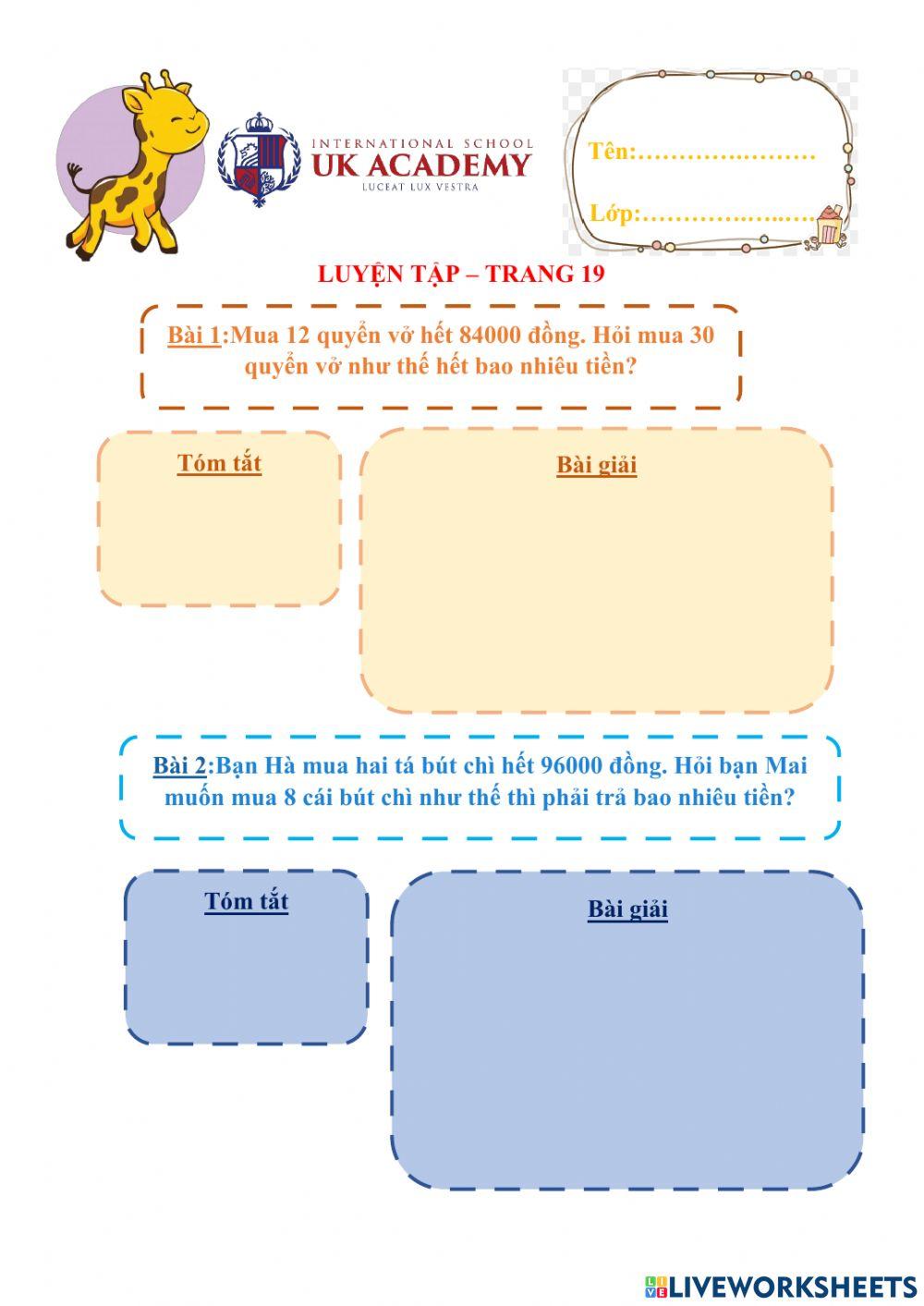 Toán 5 - luyện tập - trang 19