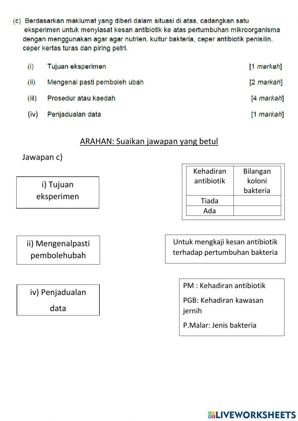 Esei kesan kehadiran antibiotik