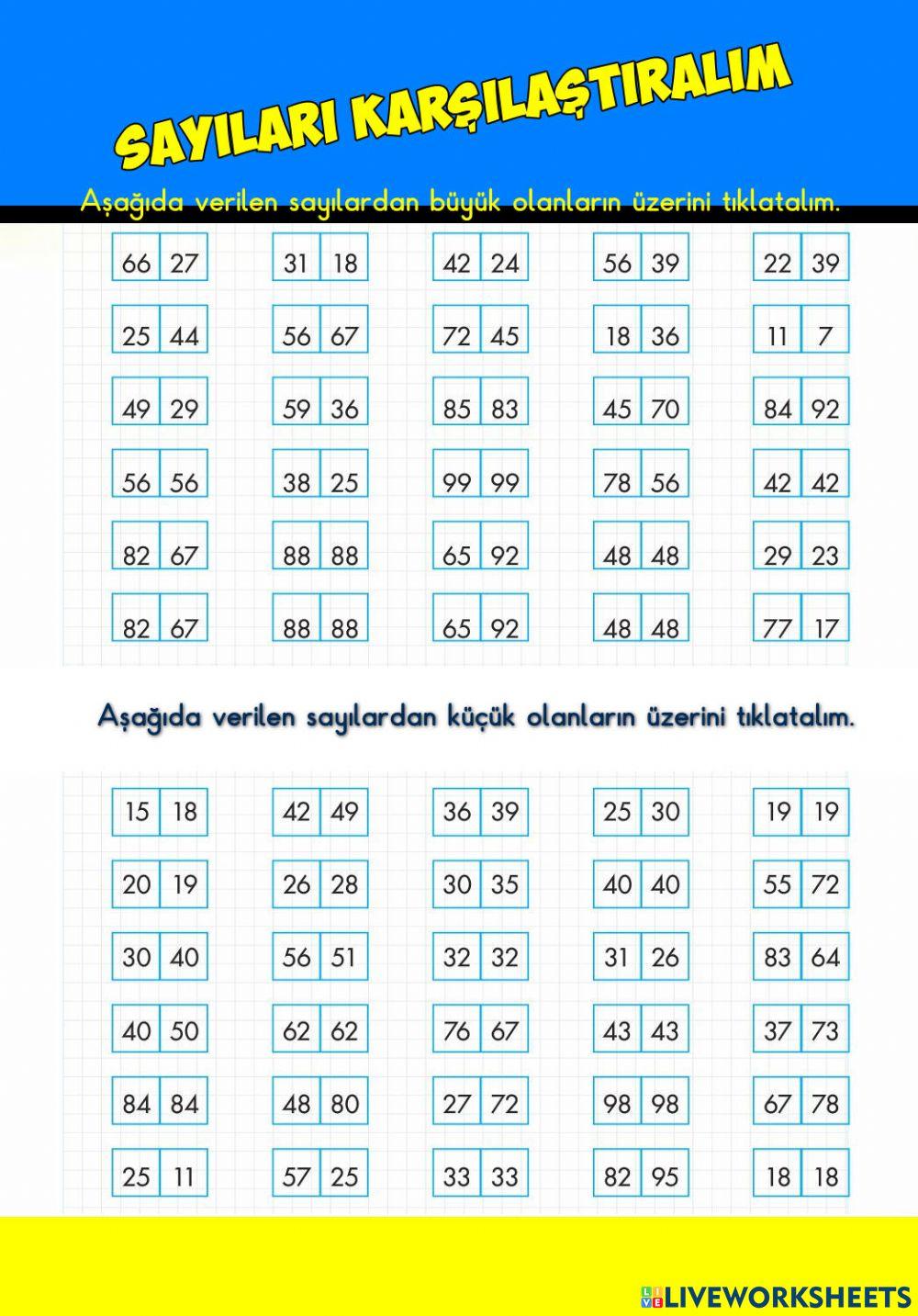 Sayıları Karşılaştıralım