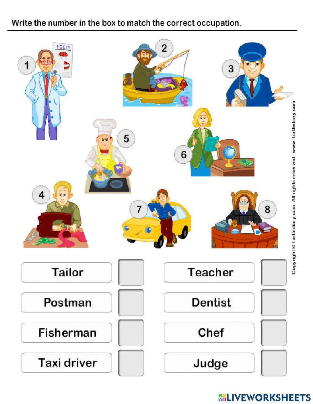 Occupation worksheet for preschool | Live Worksheets