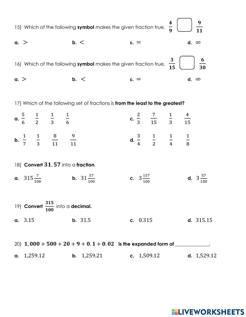 P5 MATH Final Test Term 1