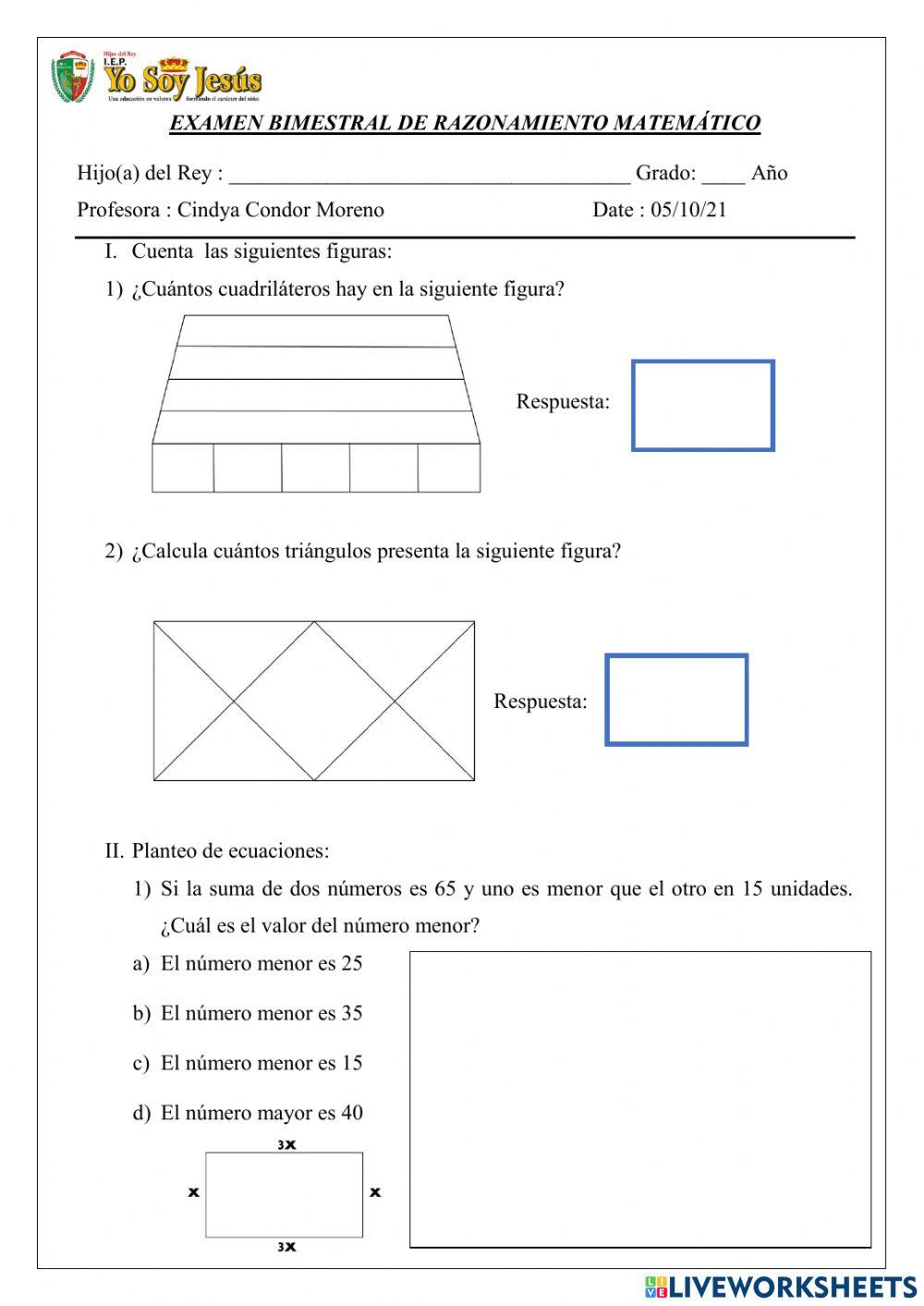Evaluacion de razonamiento matemático
